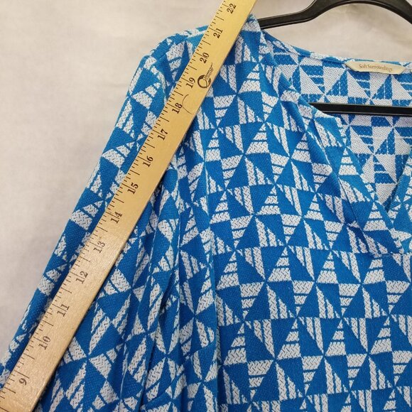 Soft Surroundings Narah Tunic Womens XL Geometric Knit 3/4 Puff Sleeve Top Retro - Picture 12 of 13